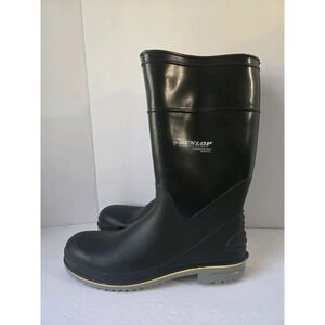 Dunlop Rubber work boots slip on Men 15 black NWOT plain toe steel shank 89904